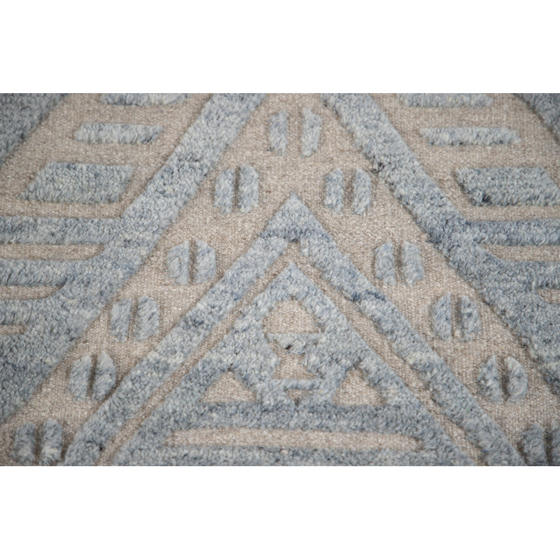 Bariloche Wool Geometric Area Rug in Blue, Runner 3' x 12'