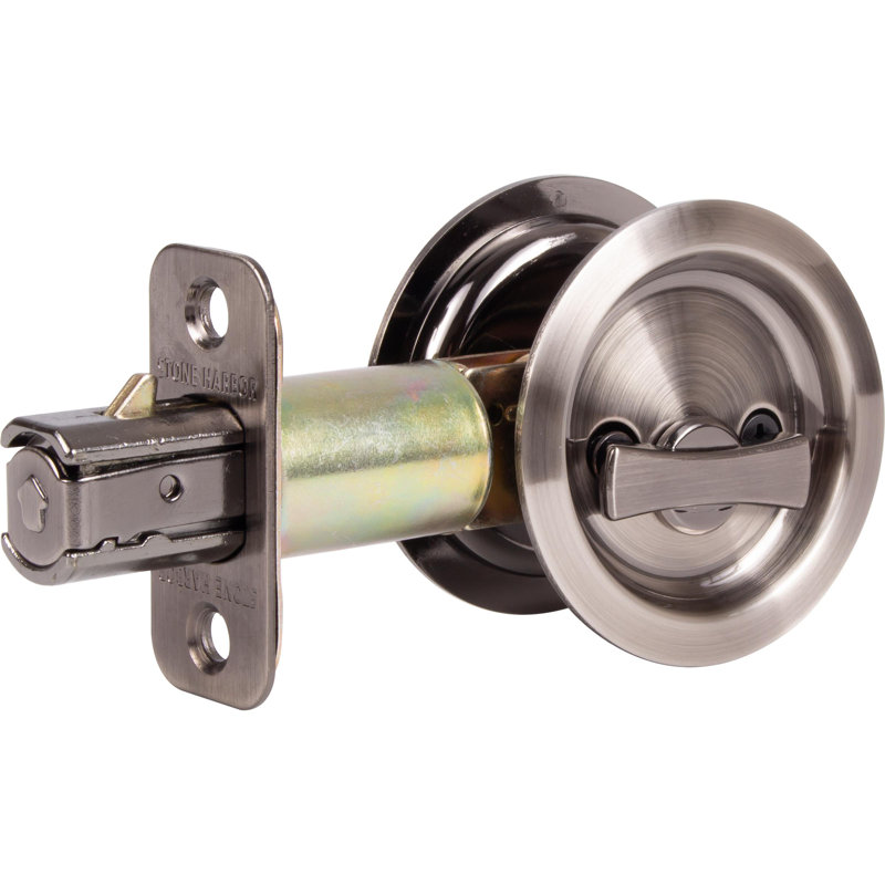 Verrou rond pour porte de poche, Nickel antique