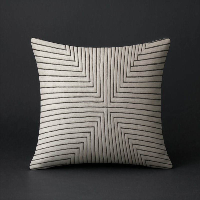 Coussin décoratif intérieur et extérieur Modern, Carré 16 po, Gris / noir géométrique