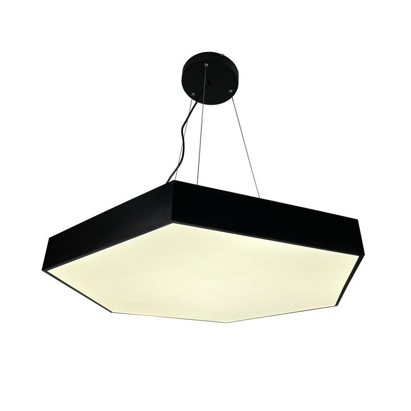 Luminaire suspendu hexagonal noir intégré Itze, H 4 po x l 48 po x P 48 po
