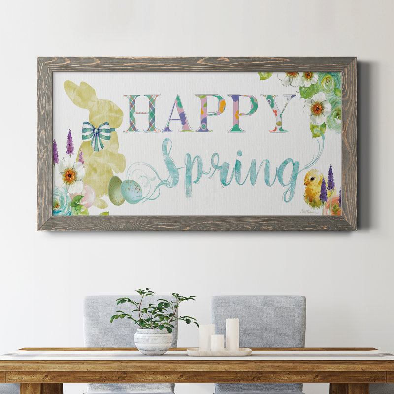 " Happy Spring ", Grey Framed Canvas