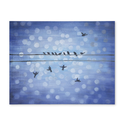 Napperon contemporain bleu "Birds on a Wire"