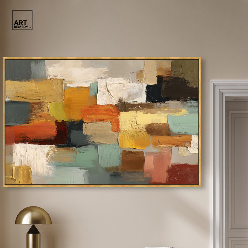 "Urban Patchwork II", impression sur toile par Art Remedy, cadre doré, 54 x 36, H 37 po x l 55 po, Cadre doré