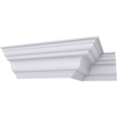Endurathane Dublin Traditional Crown Moulding, 3 7/8"H x 3 7/8"P x 5 1/2"F x 94 1/2"L, Factory Primed