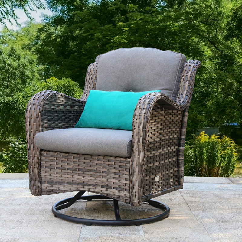 Chaise de patio pivotante avec coussins Tichina, Gris