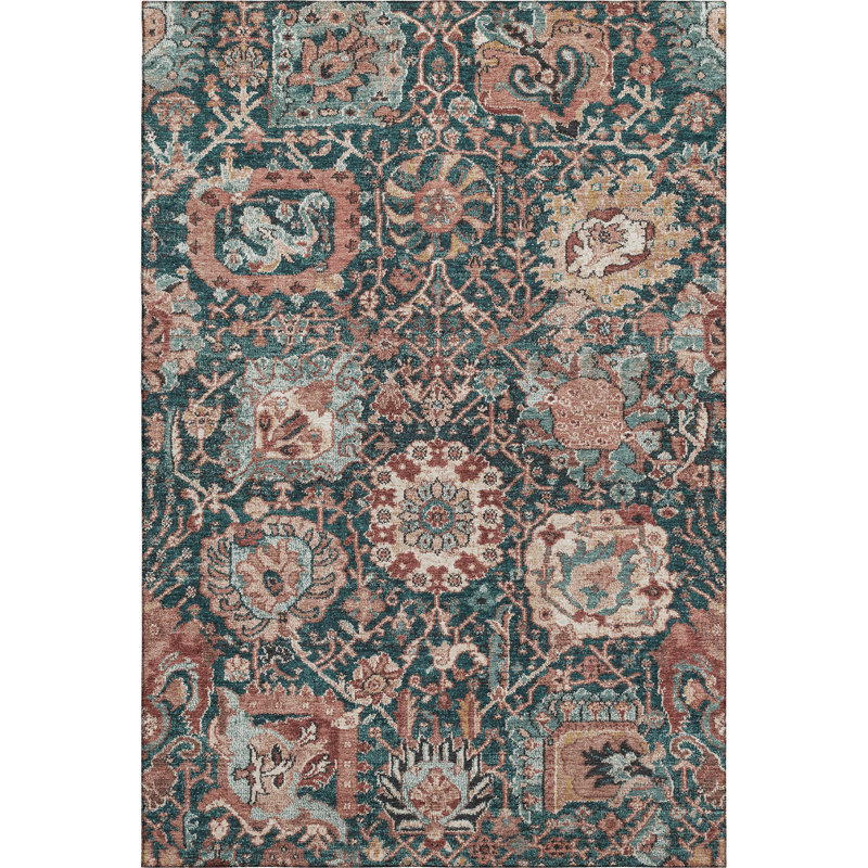 Tapis damassé Sykora AMF1320 de qualité supérieure lavable à la machine, Rectangle 10 pi x 14 pi
