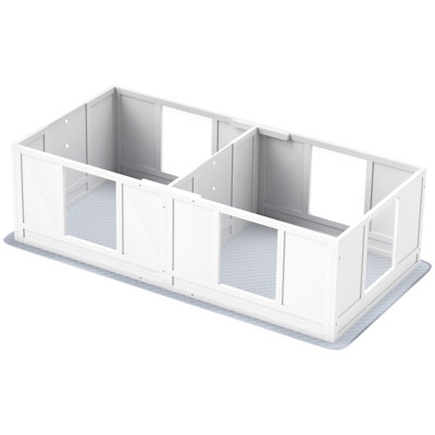 Puppy Whelping Pen With Waterproof Pad, Clear Panels For Observation, Adjustable Entrance, Double Room, Slip, Small Dogs Dog Box Washable Panels, Non-