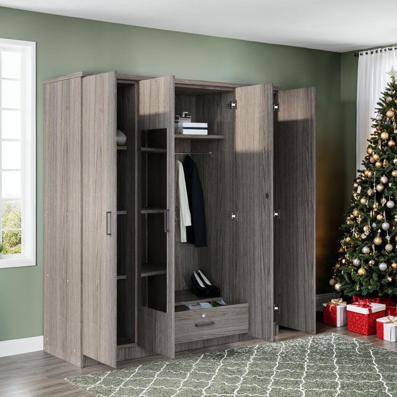 Armoire élégante à 4 portes avec miroir et armoire verrouillable verrouillable