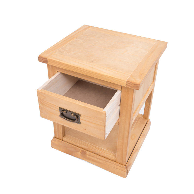 Cloyd 45cm W Solid + Manufactured Wood Bedside Table, Oak