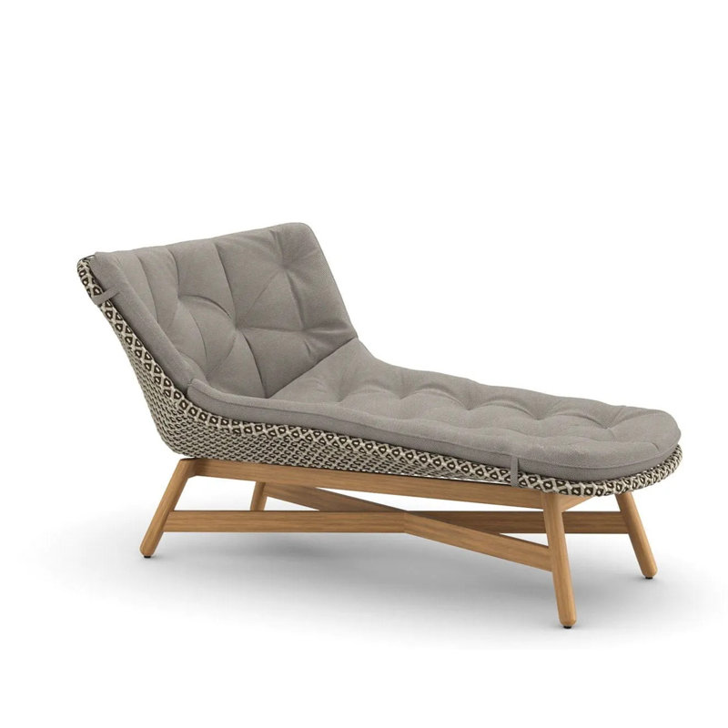 Mbrace Outdoor Teak Chaise Lounge, Arabica, Natura White