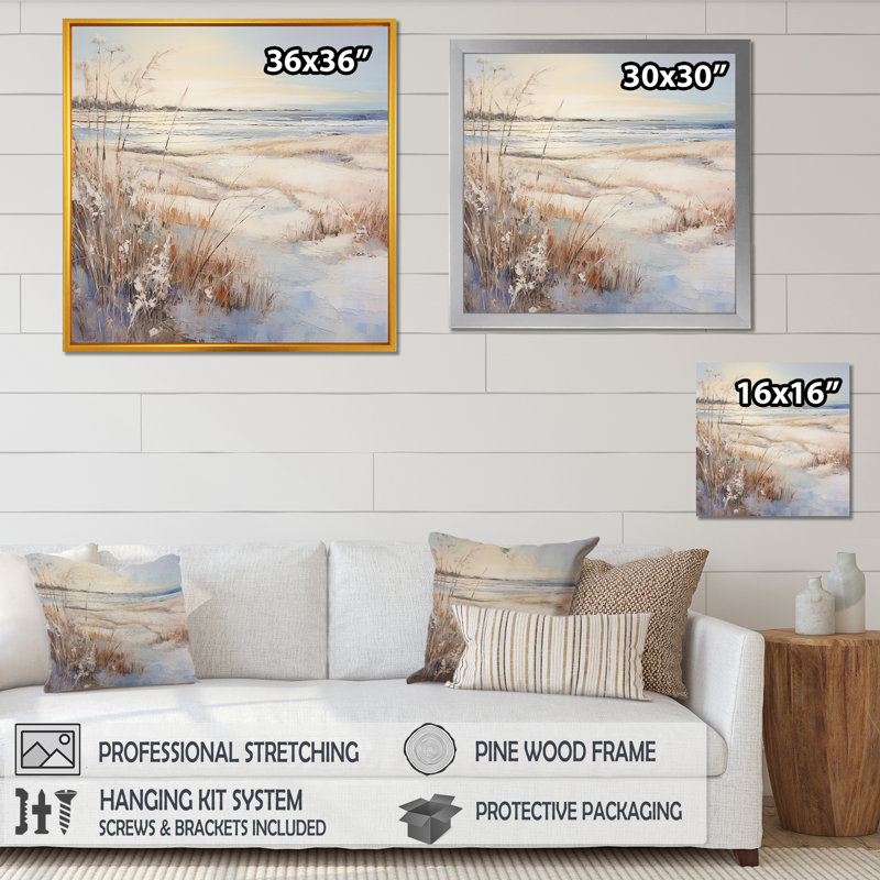 «Coastal Beach Charm Retreat VI», reproduction sur toile, H 30 po x l 30 po x P 1 po, Cadre doré simple