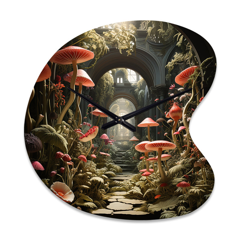 Horloge murale champignon asymétrique en métal champignon The Secret Garden, Petit