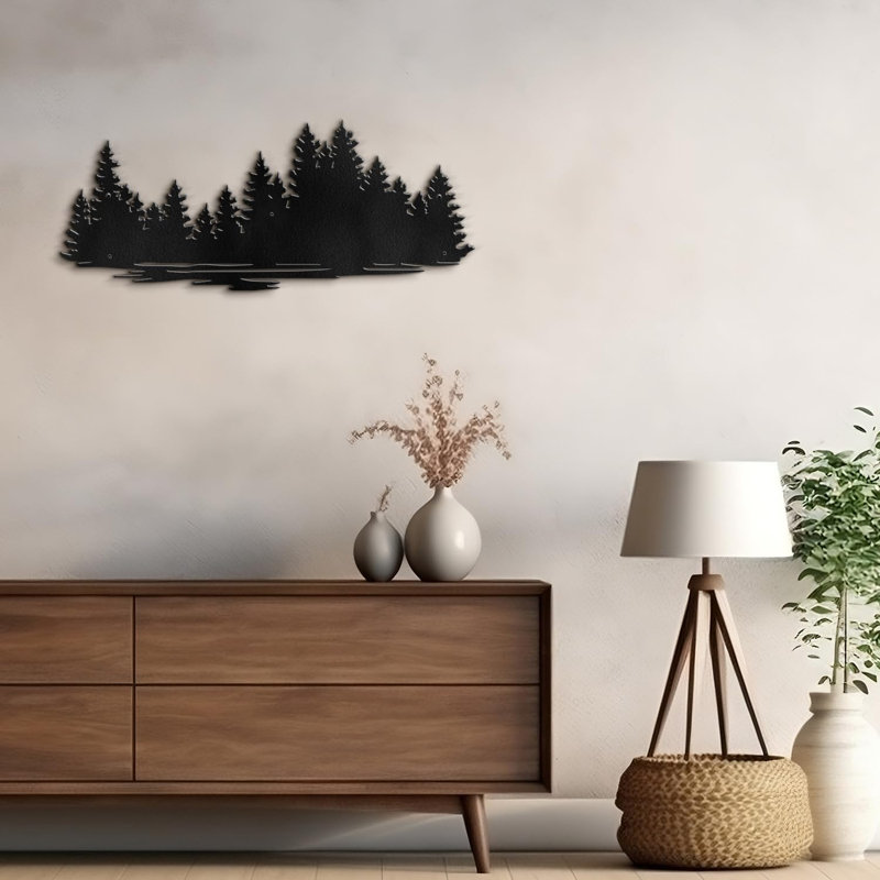 Décoration décorative murale abstraite décorative murale en pin, H 7,38 po x l 18 po x P 0,05 po, Noir