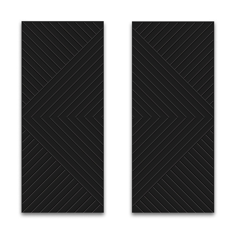 Panelled Double Sliding Closet Doors, Charcoal Black, 60" x 80"