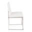 Chaises d'appoint modernes avec siège rembourré et dossier haut, ensemble de 2, similicuir blanc et acier inoxydable, H 33,5