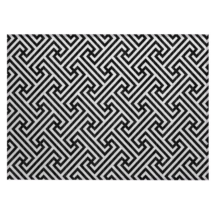 Flatweave Washable Geometric Indoor / Outdoor Rug