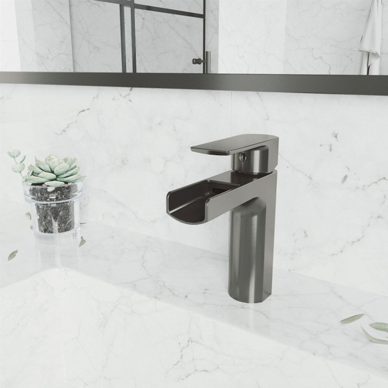 Robinet de salle de bain monotrou avec ensemble de drain Agnes Series, Noir graphite
