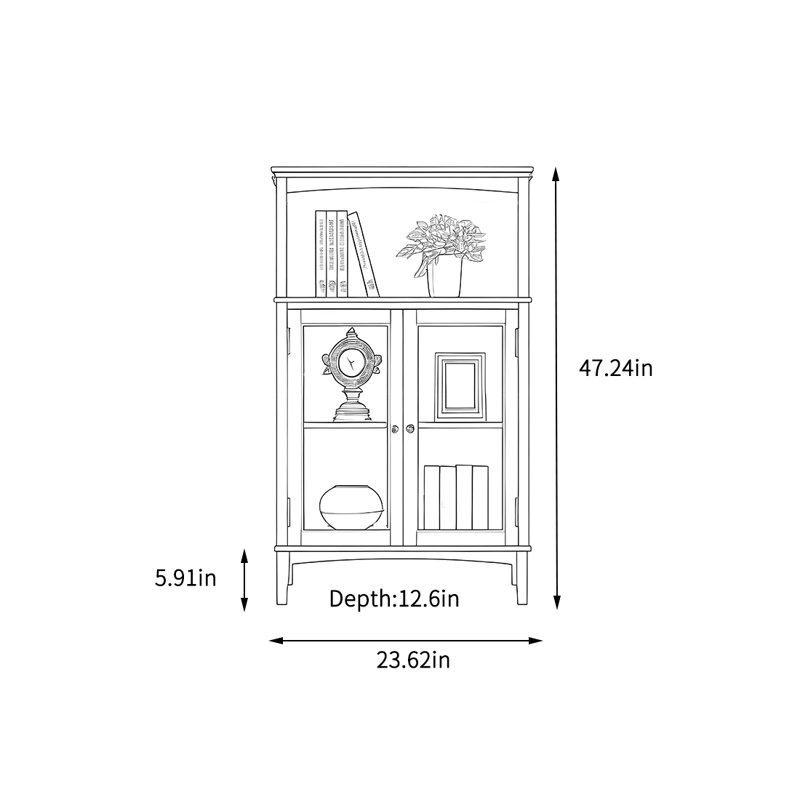 Armoire à thé de salon, H 47,24 po x l 23,62 po x P 12,6 po