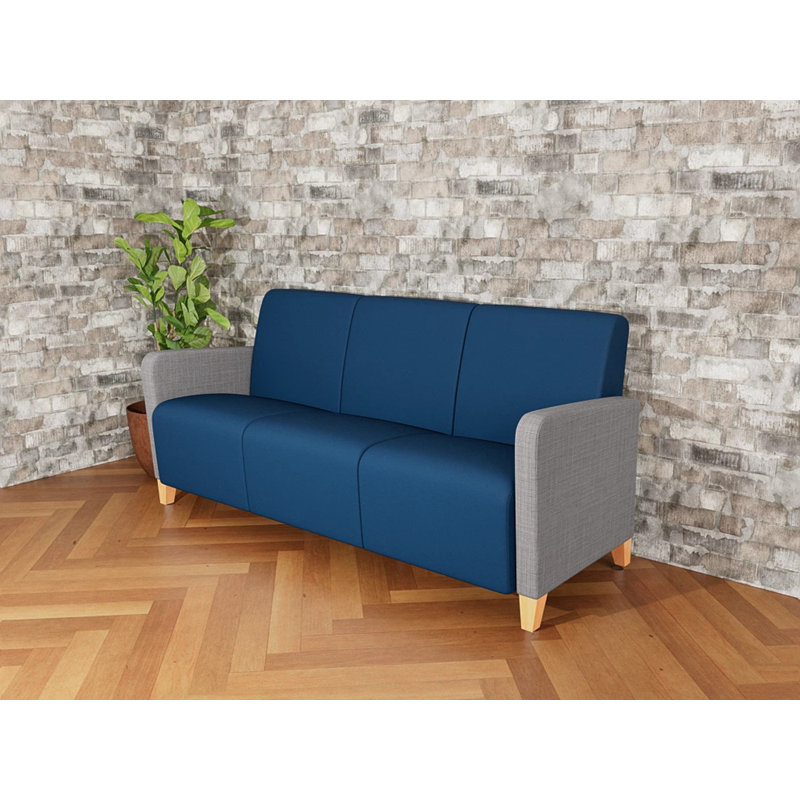 Fauteuil de réception 3 places Ravenna, Bois naturel, Chambray gris / Patriot Plus Blue Ridge