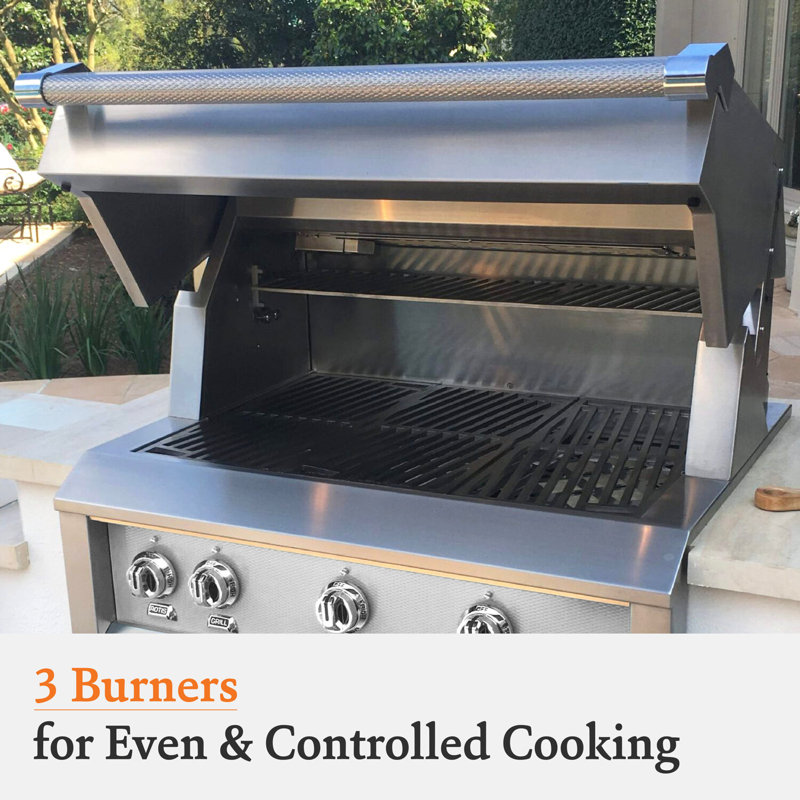 36" Built-In Grill, 3 Trellis Burners, Rotisserie, Natural Gas