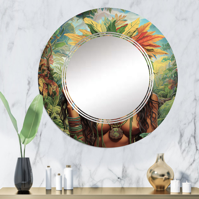 Aronia - Miroir mural moderne rond, 32 po x 32 po