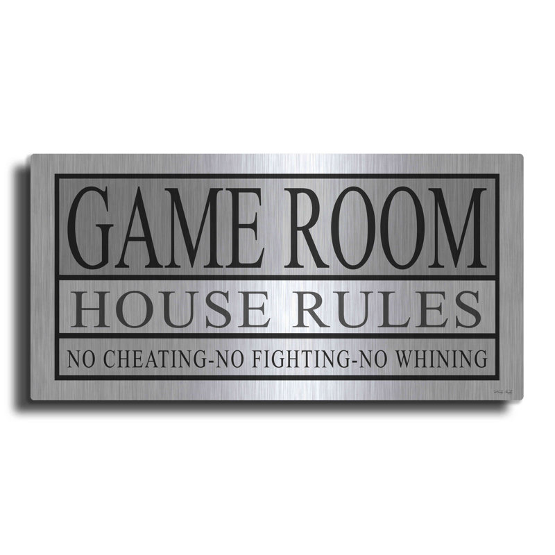 «Game Room House Rules II» par Cindy Jacobs, art mural en métal, H 12 po x l 24 po