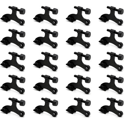 Hinge Pin Door Stop, 20 Pack Adjustable Heavy Duty Door Stopper with Rubber Bumper Tips, Black