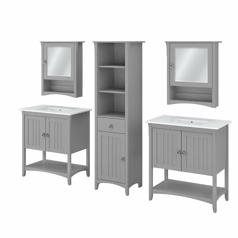 Keyunta Single Bathroom Vanity with Ceramic Top, Gray