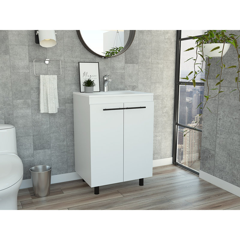 2-Door Rectangle Freestanding Vanity Cabinet, White