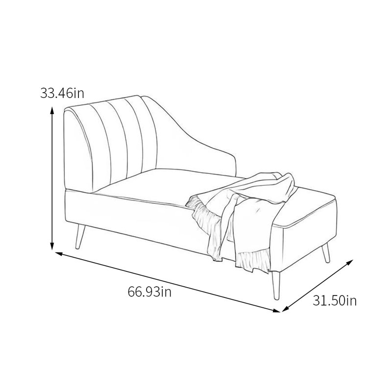 Chaise longue en tissu de qualité supérieure, Rouge, Orienté à gauche (vu de face)
