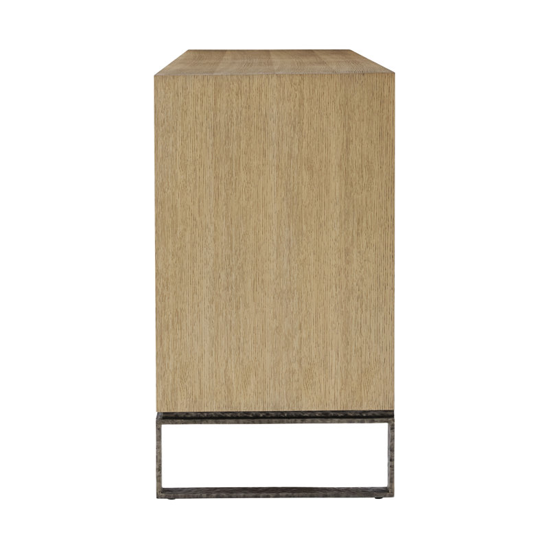 Blonde Oak and Metal 80'' Sideboard with Adjustable Shelf