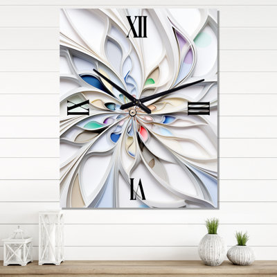 Horloge murale White Cosmic Flowers II - Fractals