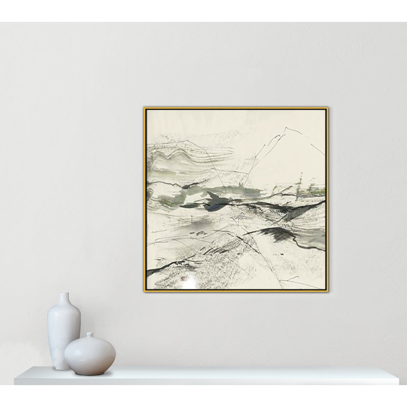 " Green Sketches " by PI Studio, Cadre flottant doré, H 41,5 po x l 41,5 po x P 2 po