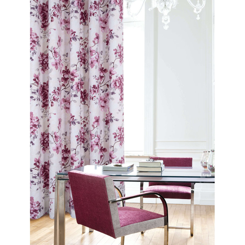 Stuyvesant Eyelet Fully Lined Curtains Pair, Pink, 168 x 229 cm