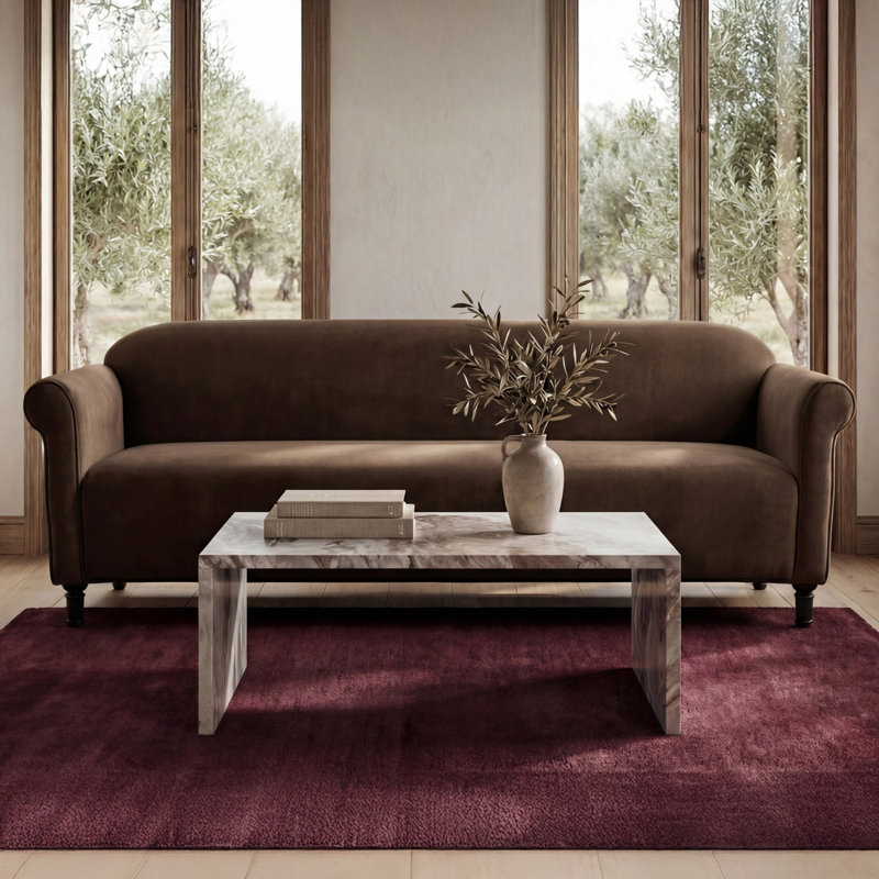 Canapé Dione brun foncé imitation mohair, Brun 