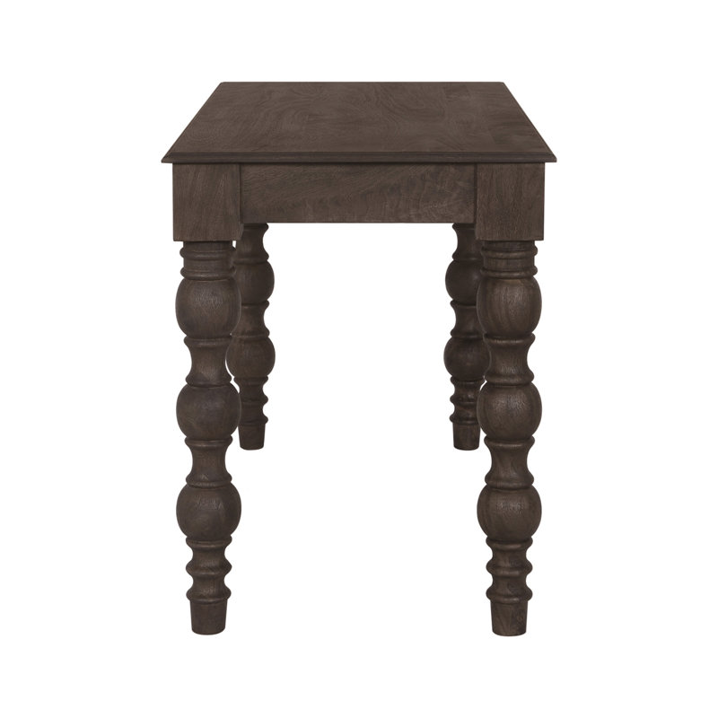 Braydan 2-Drawer Desk with Hand-Turned Legs- Coffee Brown, Brown
