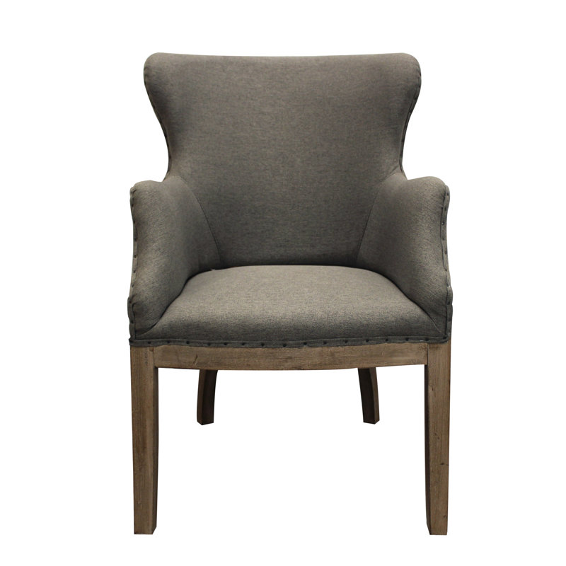Chaise avec accoudoirs en lin gris Gracie Mills