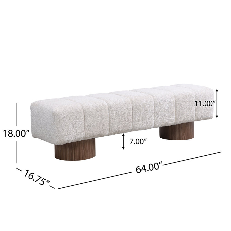 Reign Modern Upholstered Dining Bench, Ivory Boucle