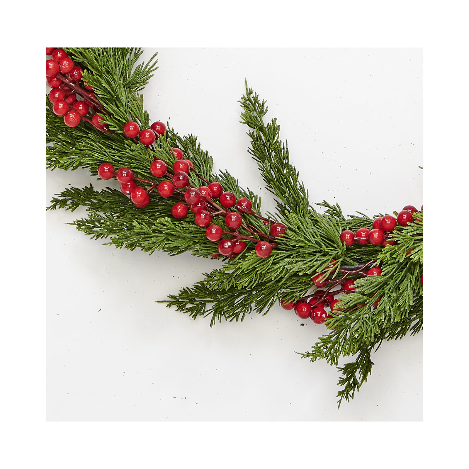 65" Faux Red Berries Cypress Garland
