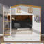 Lit superposé sur le thème de la maisonnette avec tiroirs de rangement, lit superposé en bois avec tablettes de rangement intégrées-802369161