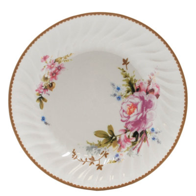 Rabia 7.5-inch Porcelain Salad/Dessert plate, floral embossed (set of 6)