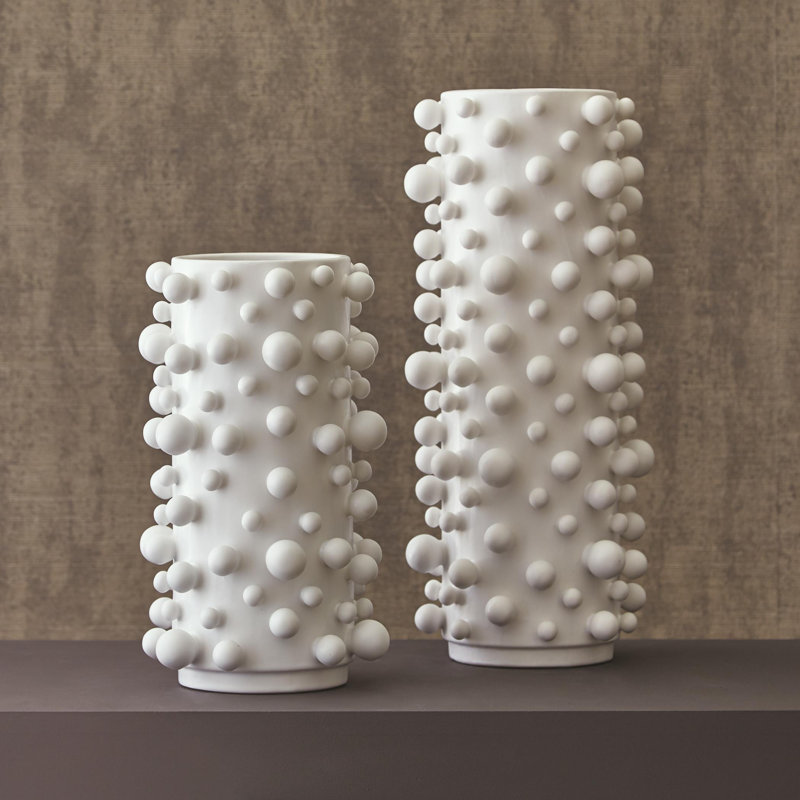 13.5" Ceramic Table Vase, Matte White