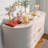 Solid wood semi-round pink storage cabinet