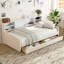 Lit plateforme simple tapissier avec rangement et tiroirs-1027485668