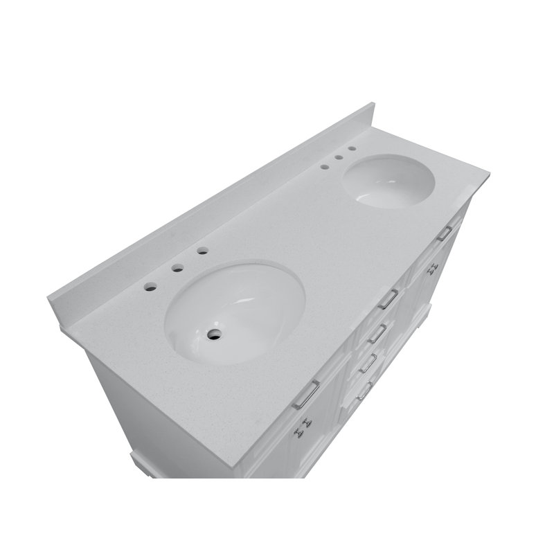 Ronnie 60'' Double Bathroom Vanity with Top, White, Quartz