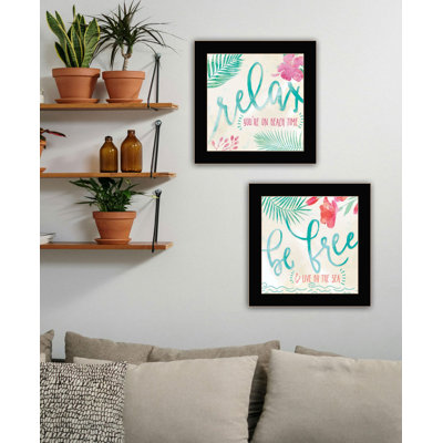 Bayou Breeze "Be Free Live By The Sea" Framed Wall Art For Living Room, Wall Art Print For Home Decor, Bedroom Wall Art By Mollie B.