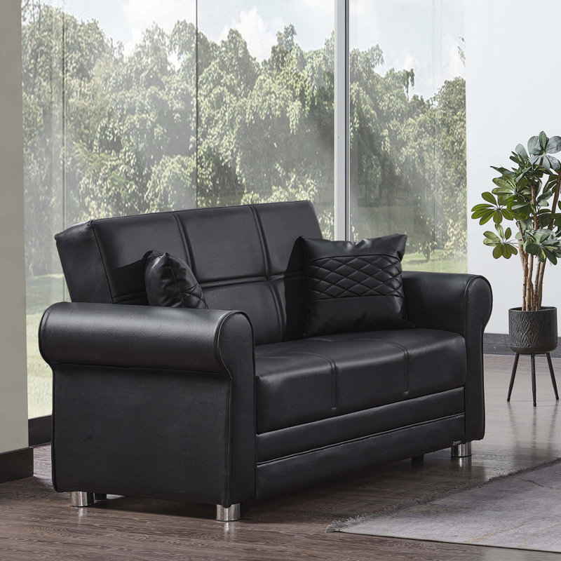 Causeuse convertible avec rangement Collection, PU, Noir, noir, noir, noir
