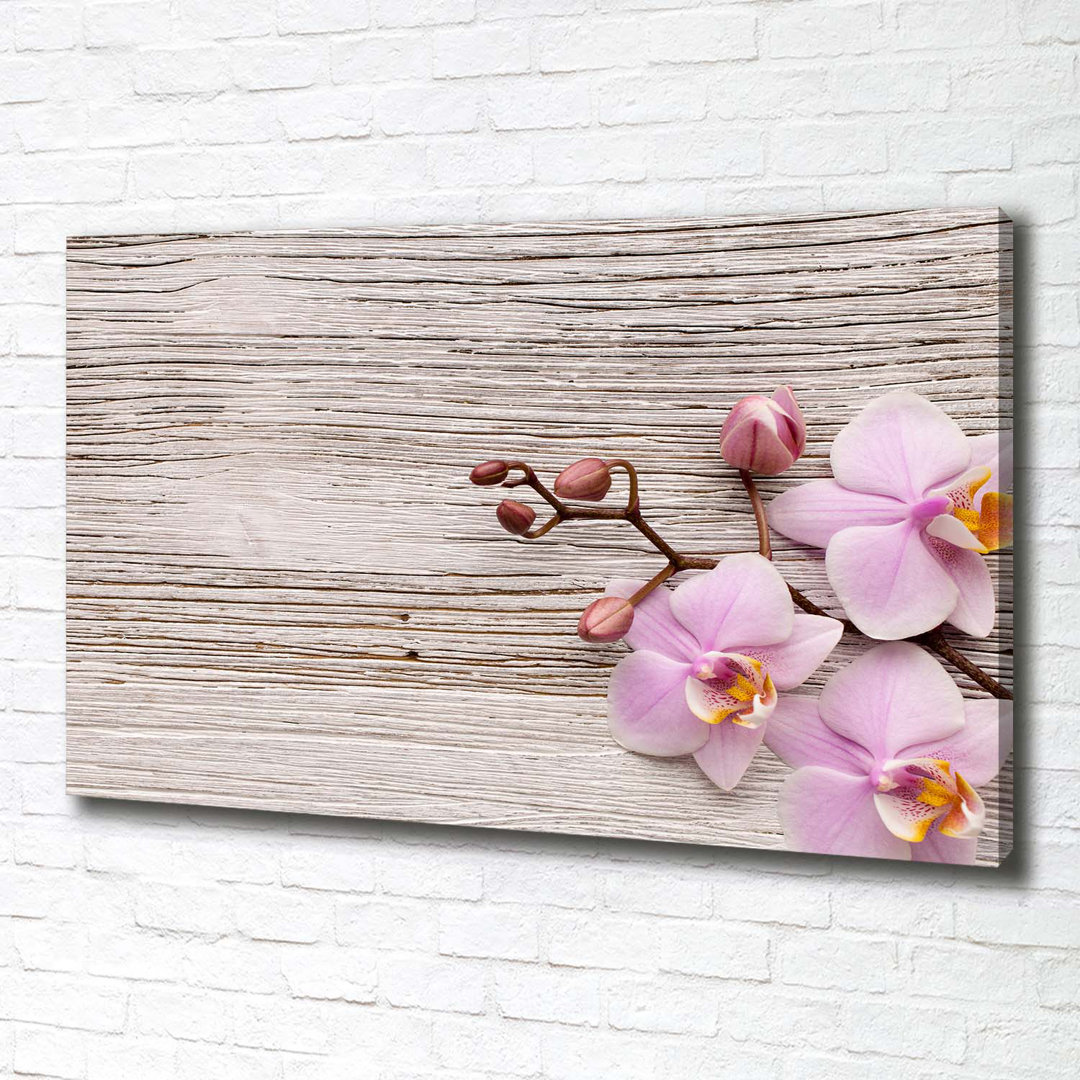 Orchid on Wood - Wrapped Canvas Art Prints