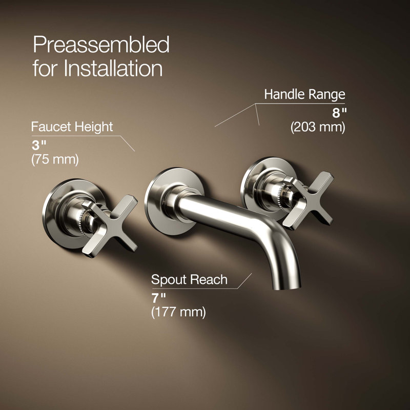 Castia by Studio McGee Wall-Mount Bathroom Sink Faucet Trim 1.2 GPM, Vibrant Polished Nickel