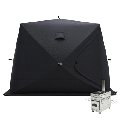 Outdoor Portable Wood-Burning Sauna Tent For 4-6 Persons, 8.2′ × 8.2′ × 6.7′, Grey Oxford Cloth With Carbon Steel Stove & Stone